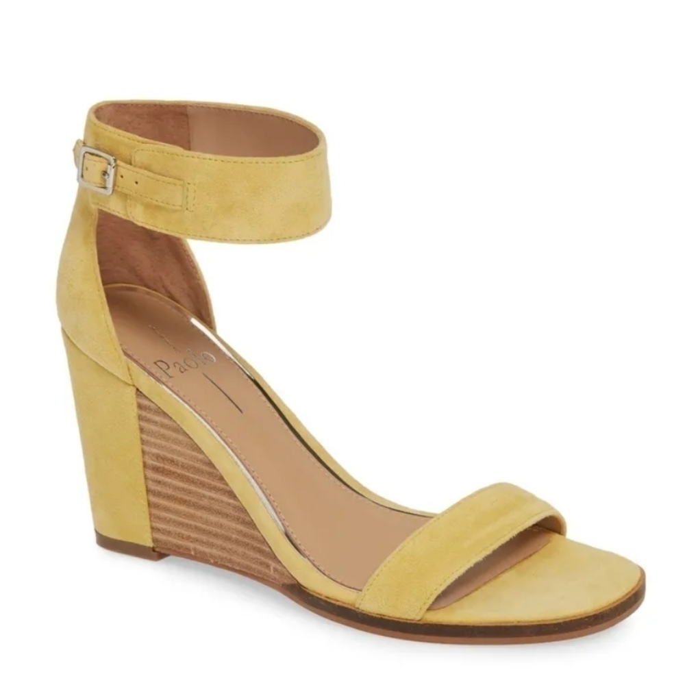 NEW Linea Paolo Elodie Wedge Yellow Suede Sandal